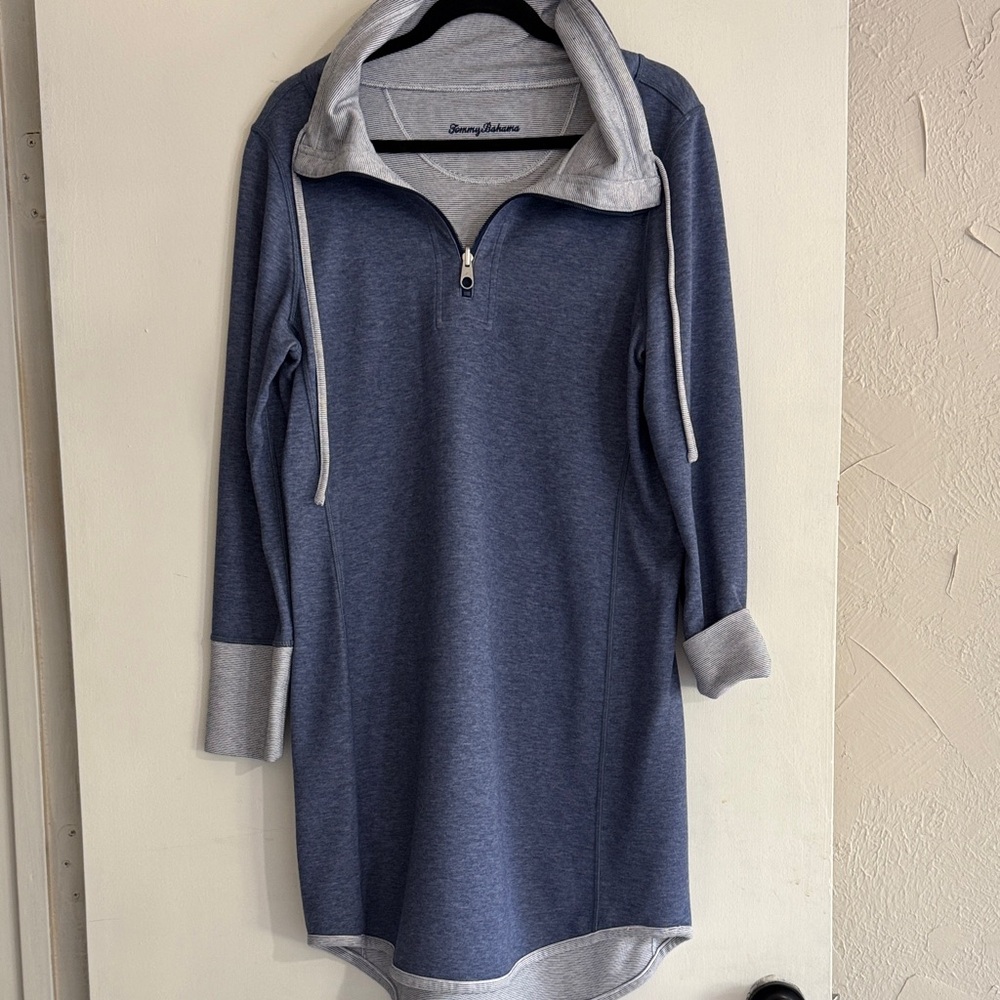 Tommy Bahama Navy and Light Gray Zip Dress